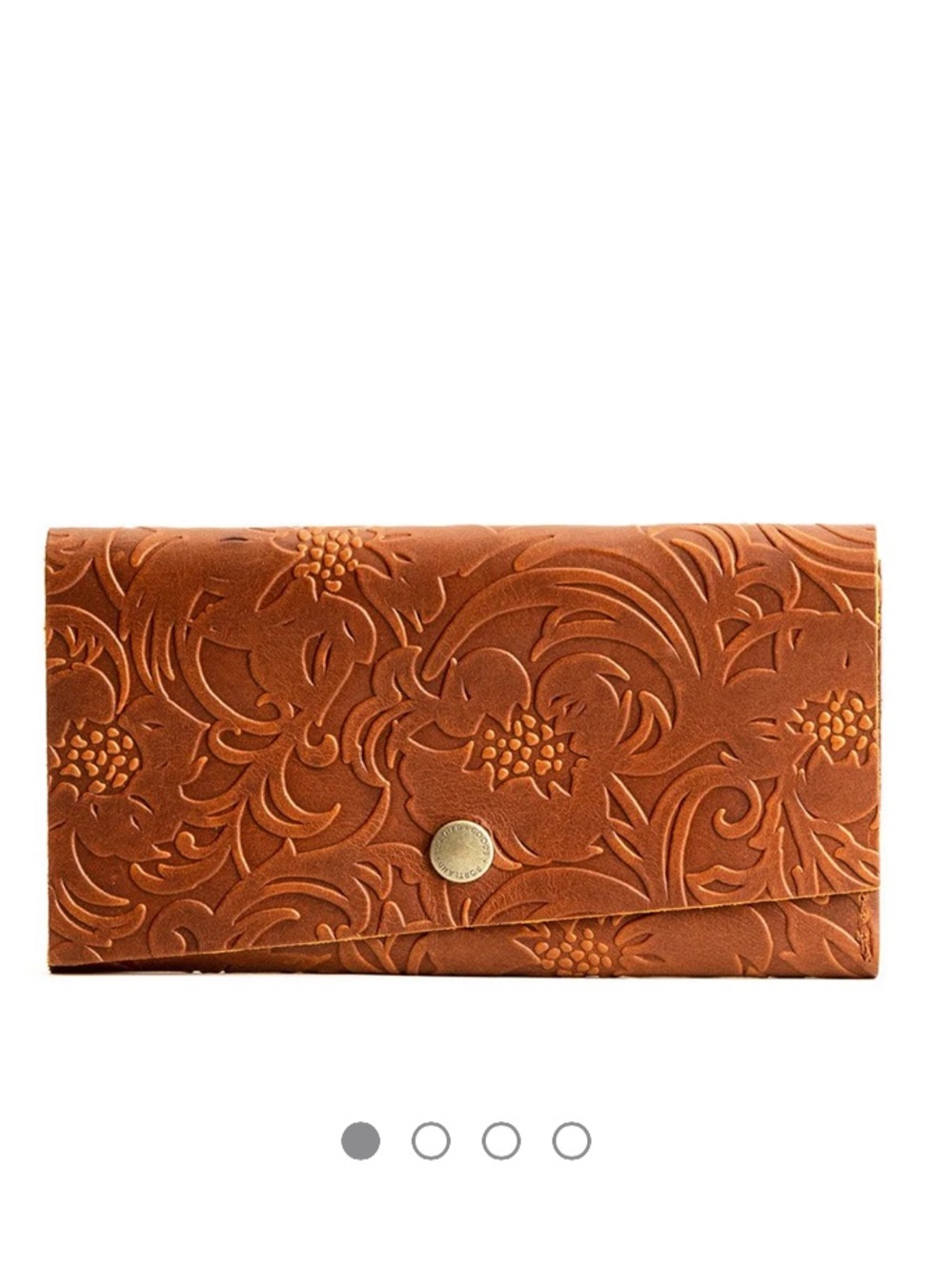 Portland Leather  Rancher Wallet Floral Embossed Wallet - Tan 7.5 x 4.25 - Picture 2 of 9